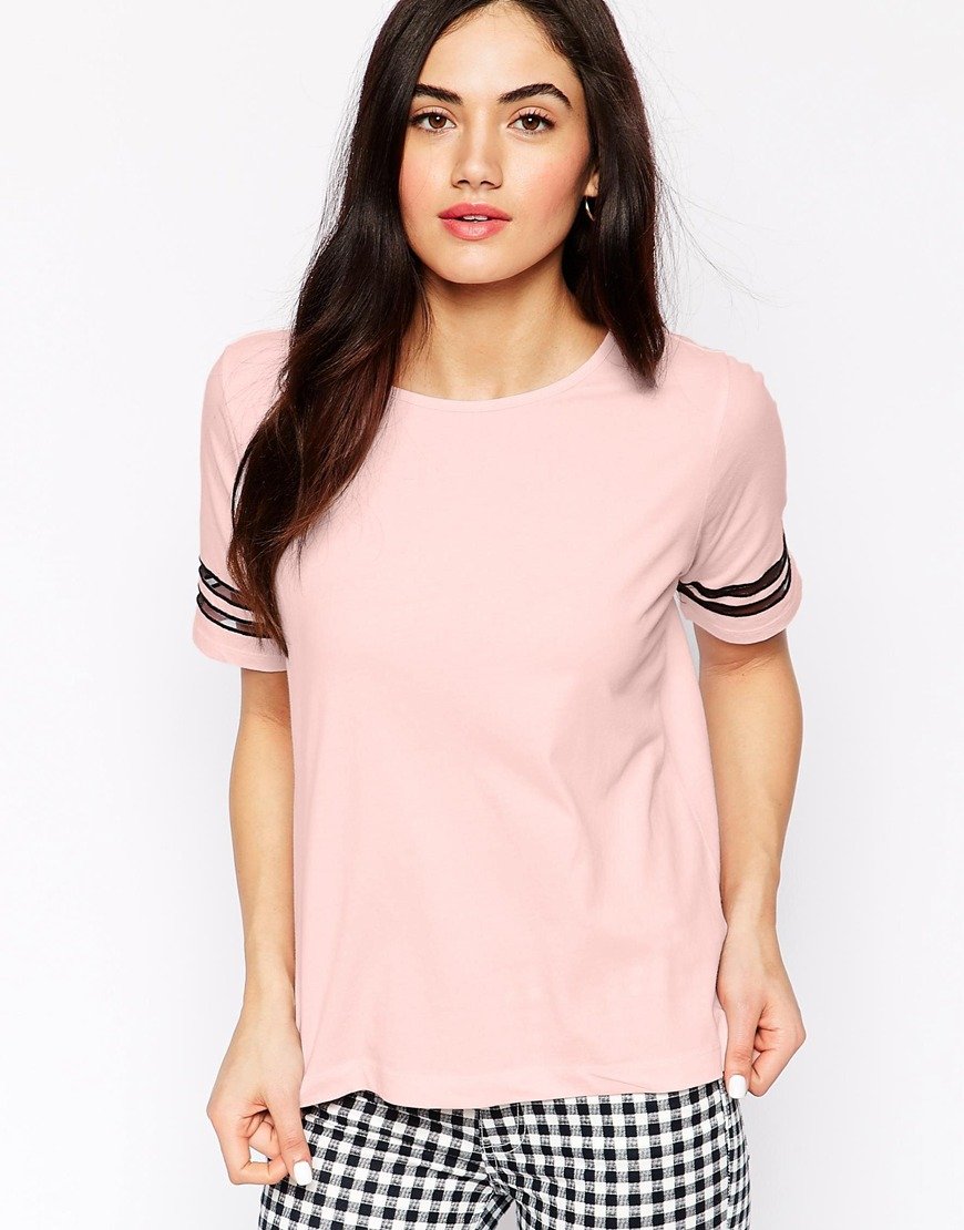 French Tee With Striped Short Sleeves